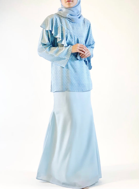 WIDURI Ruffled Kurung Set in Sky