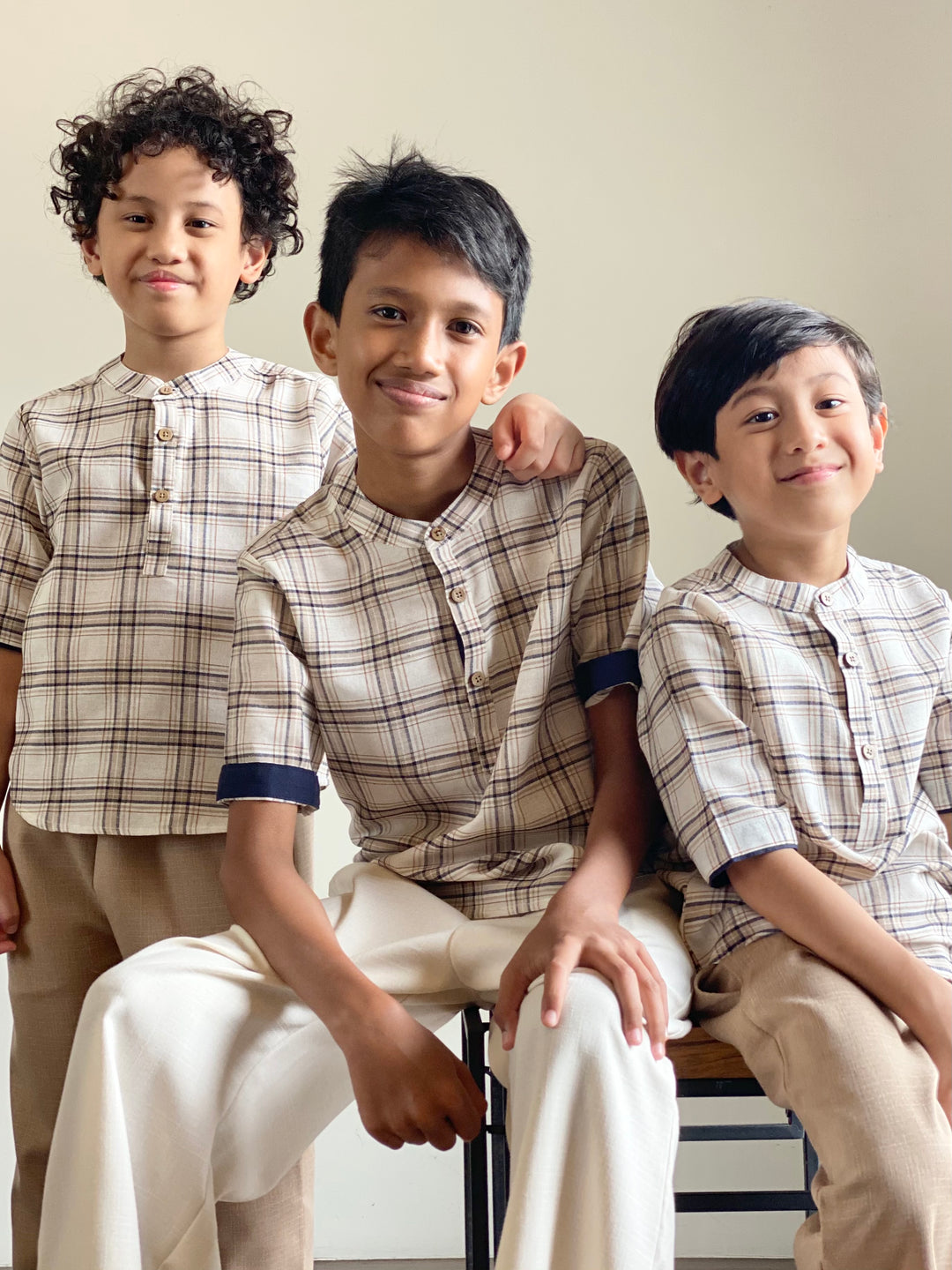 OLIVER Plaid Cotton Henley Shirt