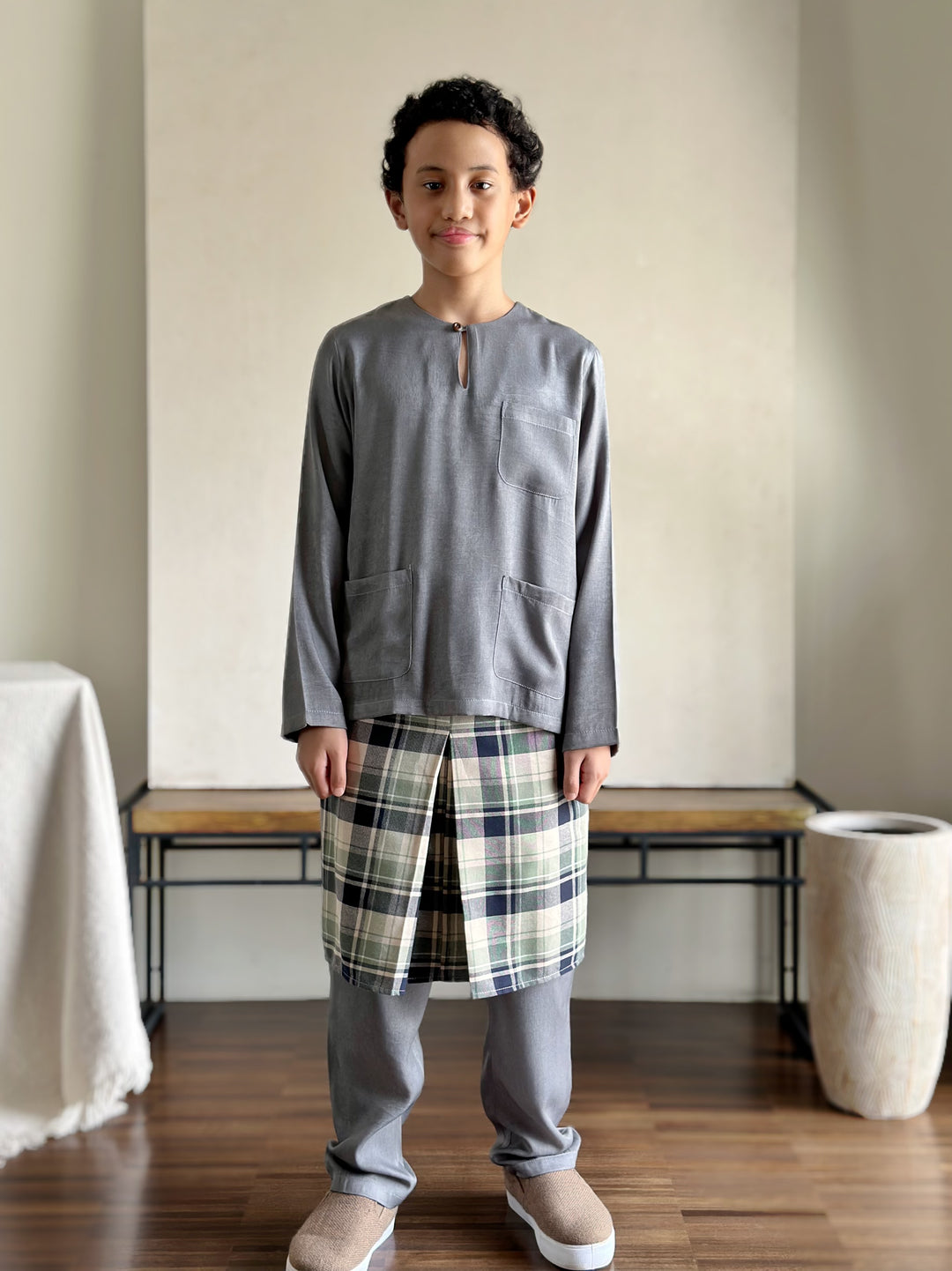 NUH Teluk Belanga Baju Melayu Set in Pewter