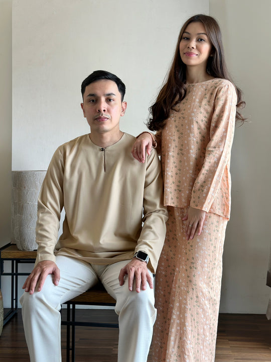 KANDIS Modern Kurung Set in Peach Floral