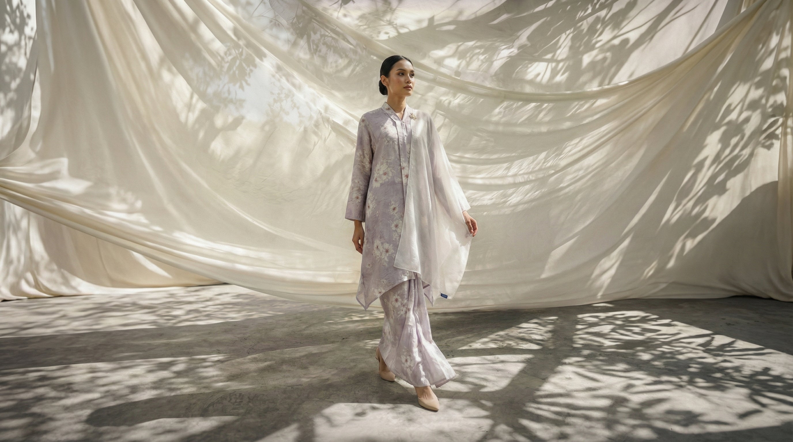 BIDARA Kurung Set in Navy-lilac