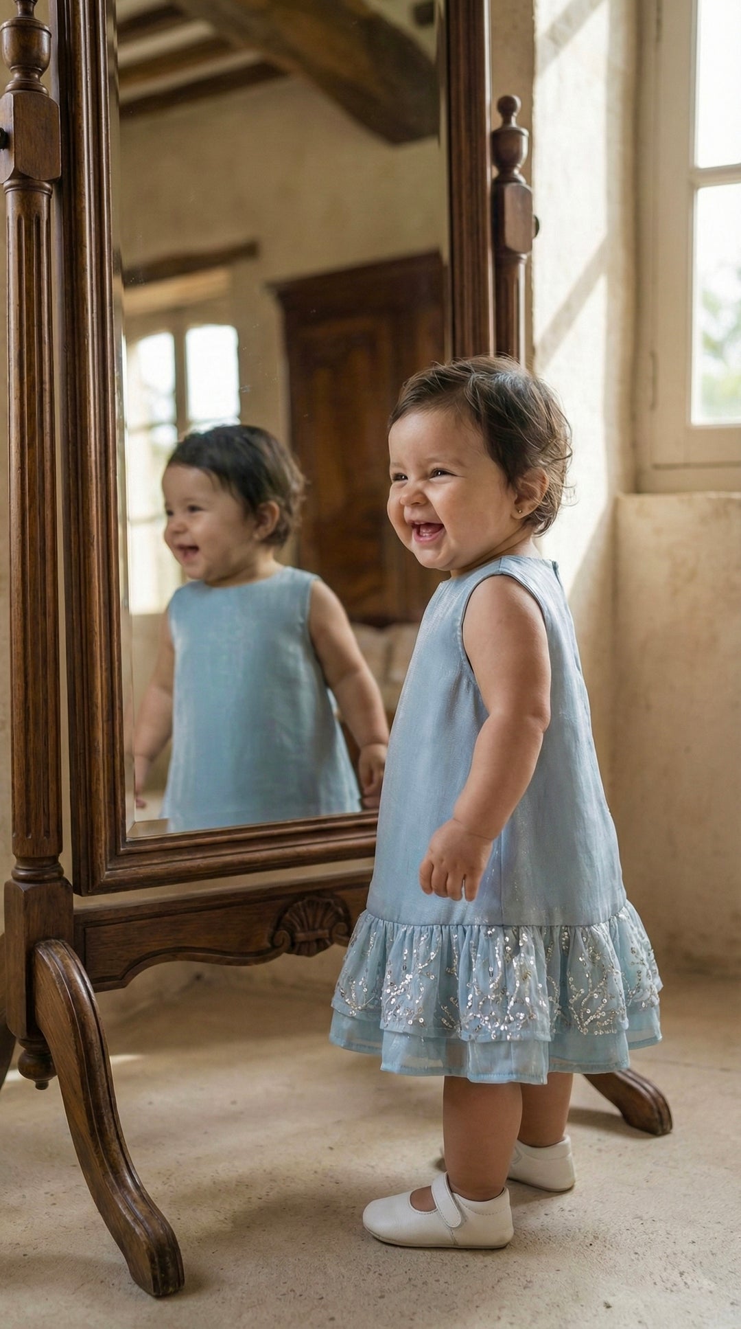LILI Baby's Dress in Gilded Ice Blue