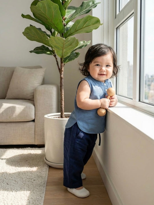 ELLIE Baby’s Sleeveless Blouse in Dusty Blue (Top Only)