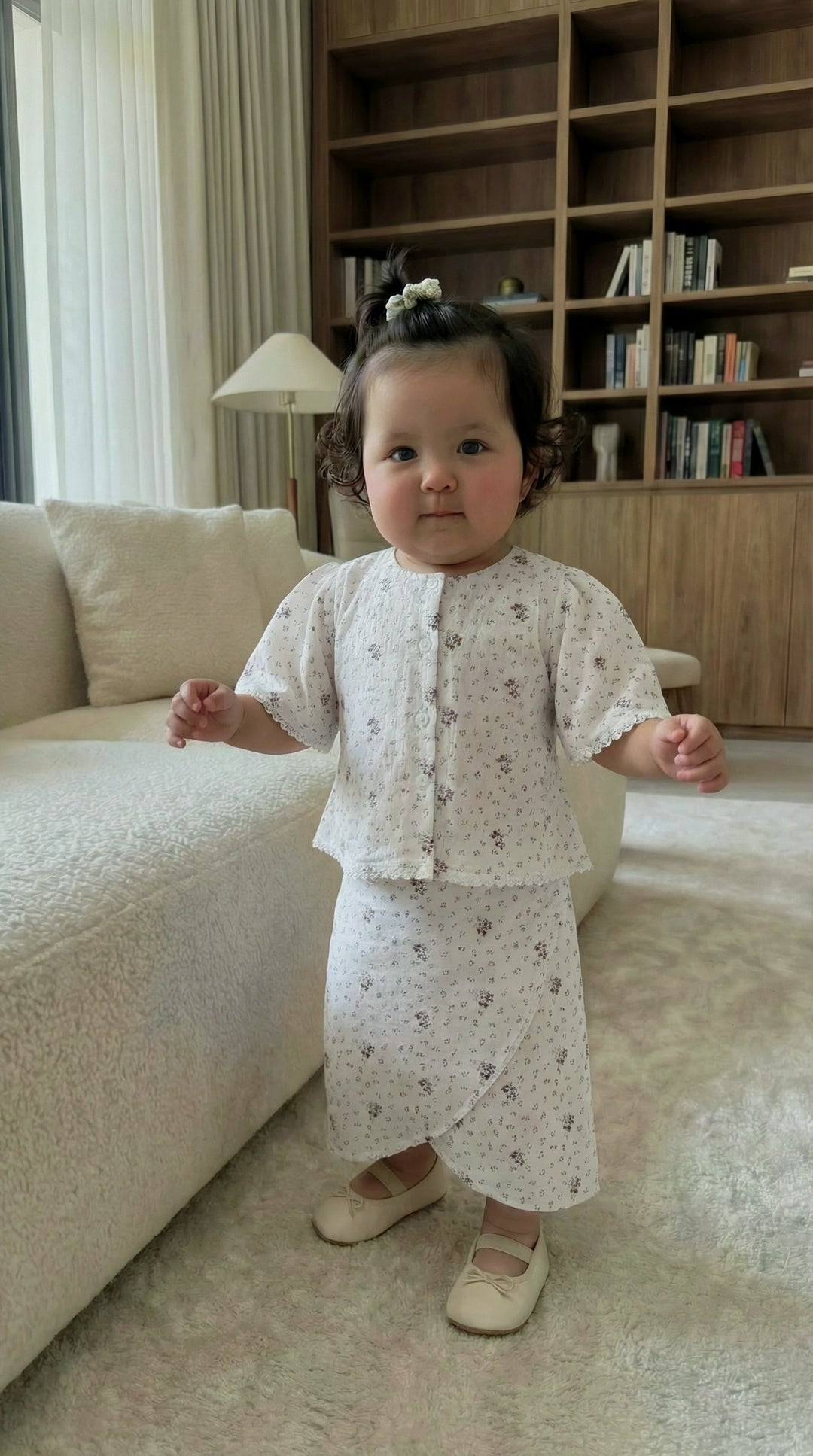 MELUR Baby’s Kebaya Set in Merlot Ditsy