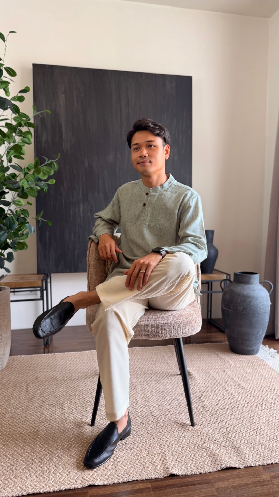 ZAHIR Kurta in Herbal Green