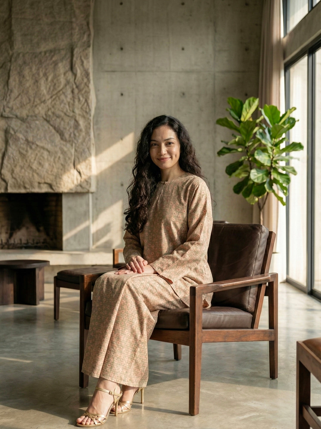 MULUS Kurung Kedah Set in Peach Floral