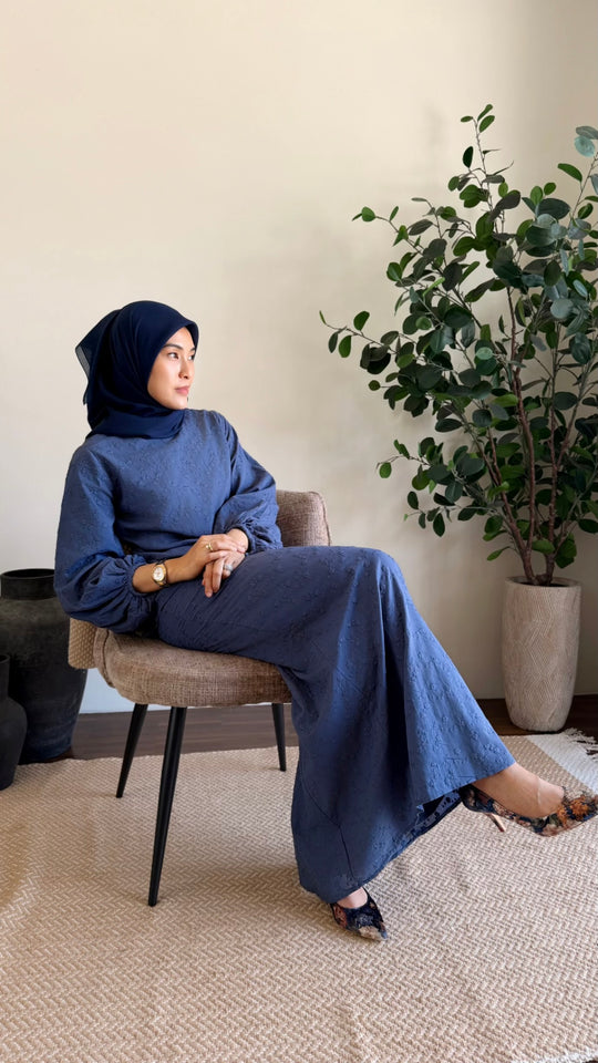 MAYA Modern Kurung Set in Ash Blue