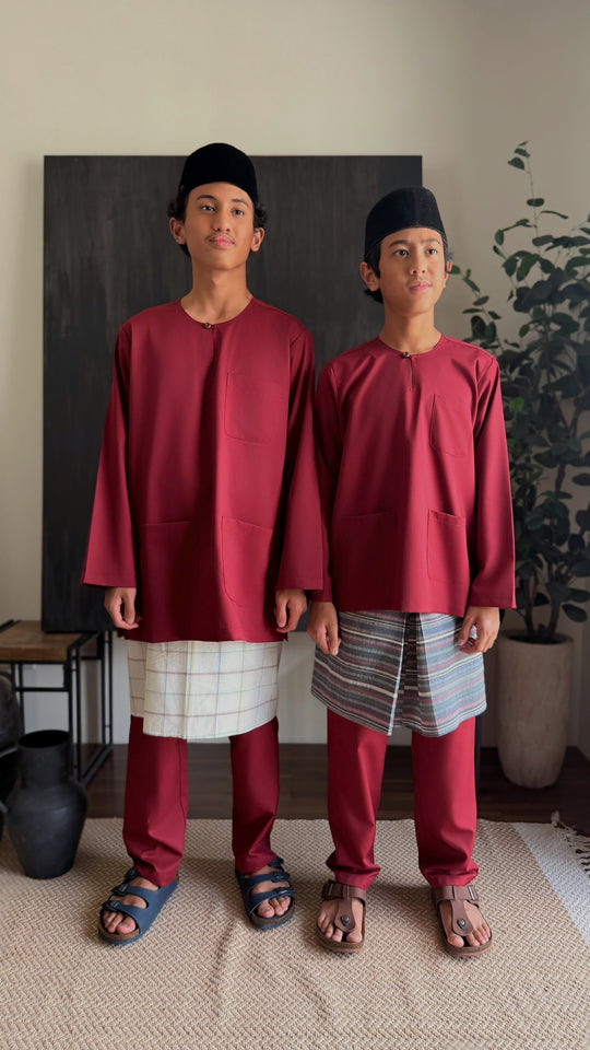 JEBAT Baju Melayu Teluk Belanga in Maroon