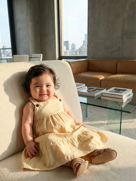 SUMMER Overall Flounce Dress in Parmesan