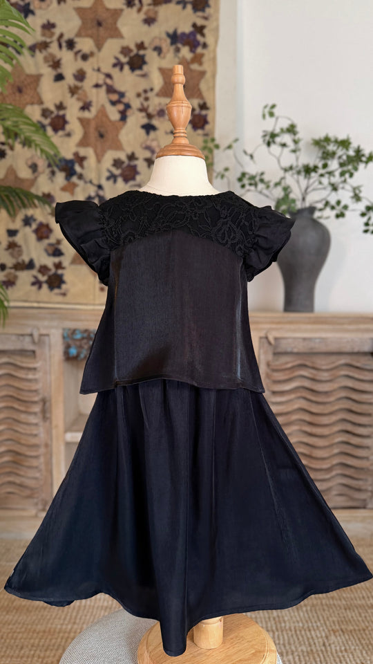 MANIS Baby's Modern Mini Kurung Set in Noir Grace