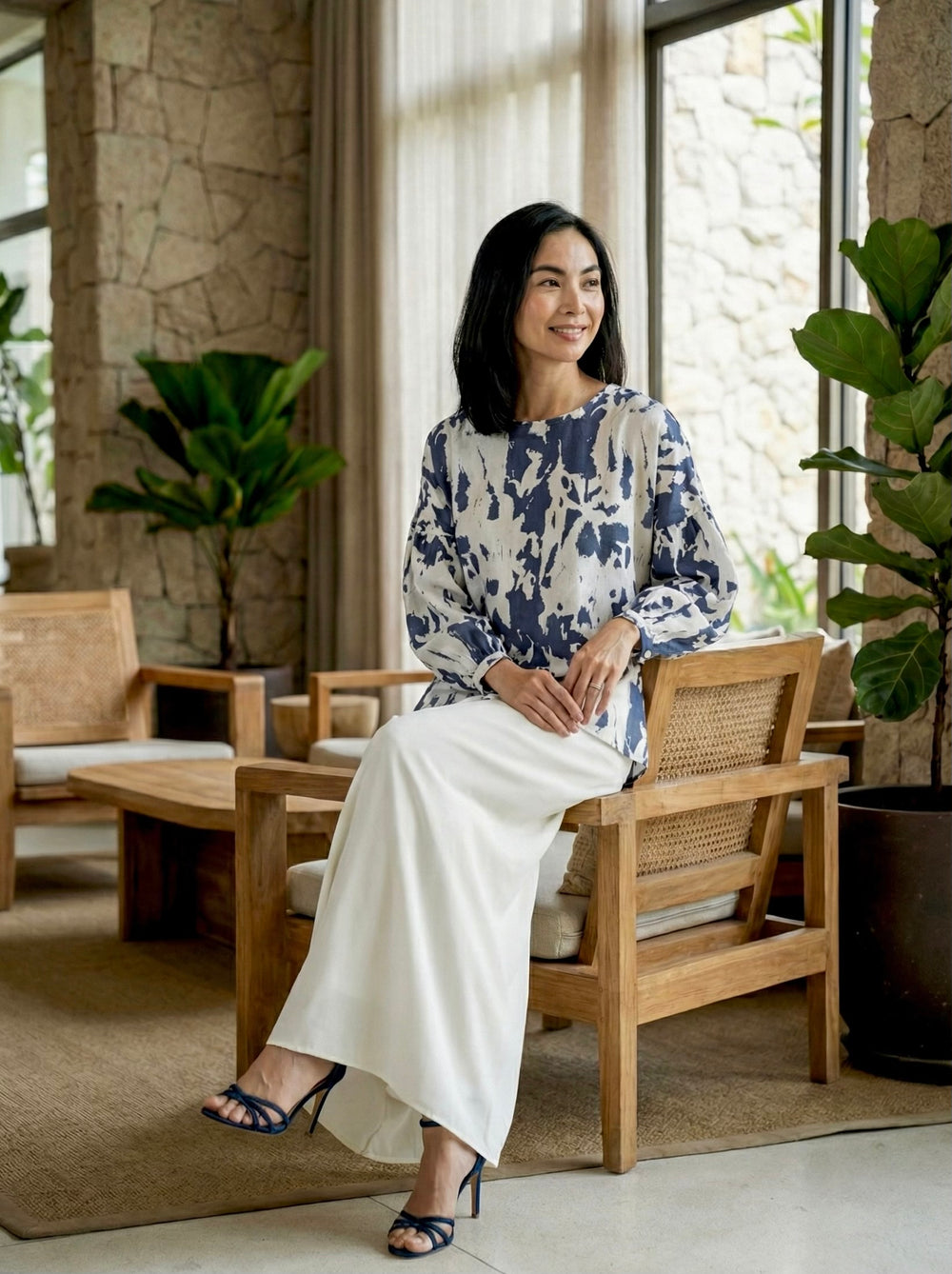 LANTANA Short Kurung Set in Vanilla Azure