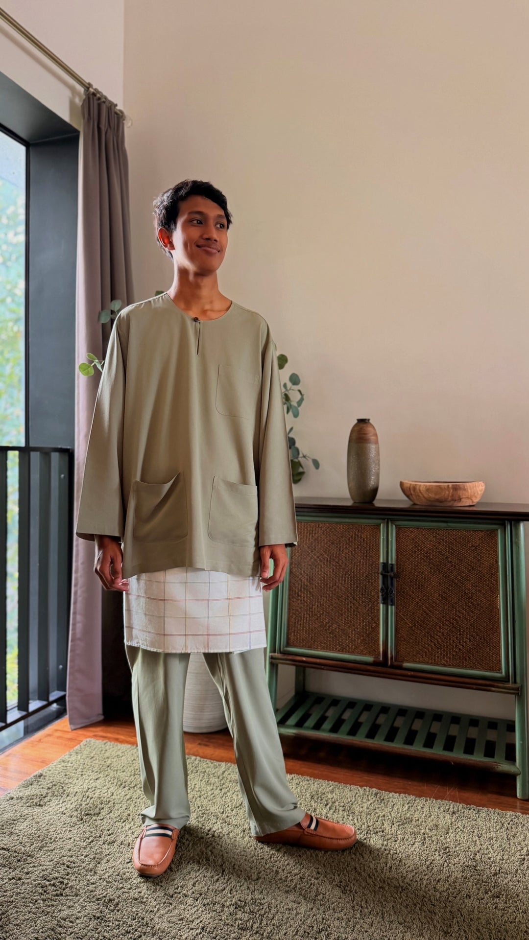 TUAH Baju Melayu Teluk Belanga in Sage