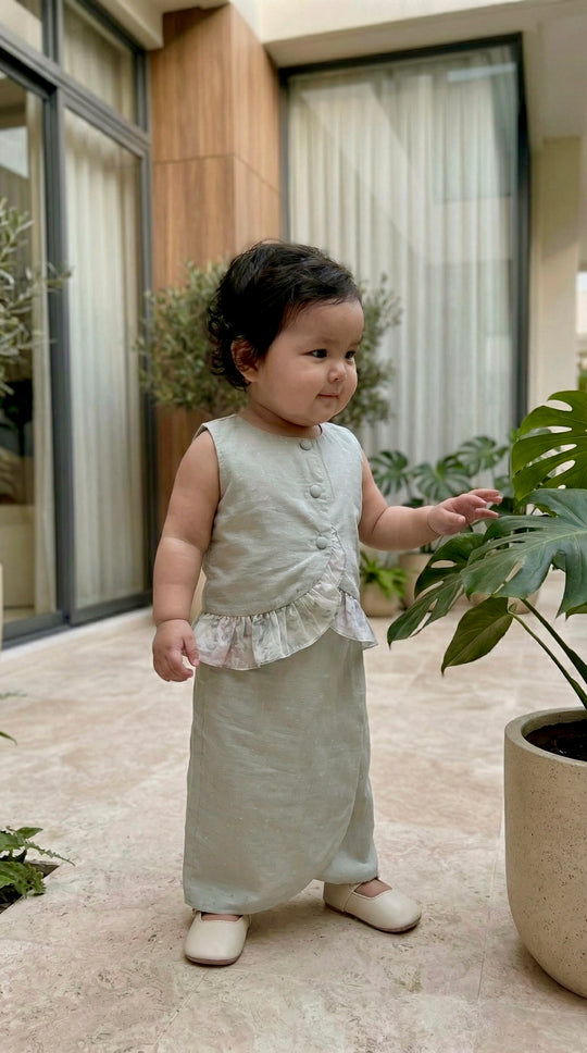 AYRA Baby’s Blouse & Skirt Set in Lido Green