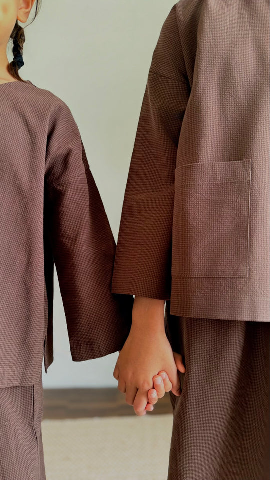 KESUMA Kurung Kedah Set in Chocolate Gingham