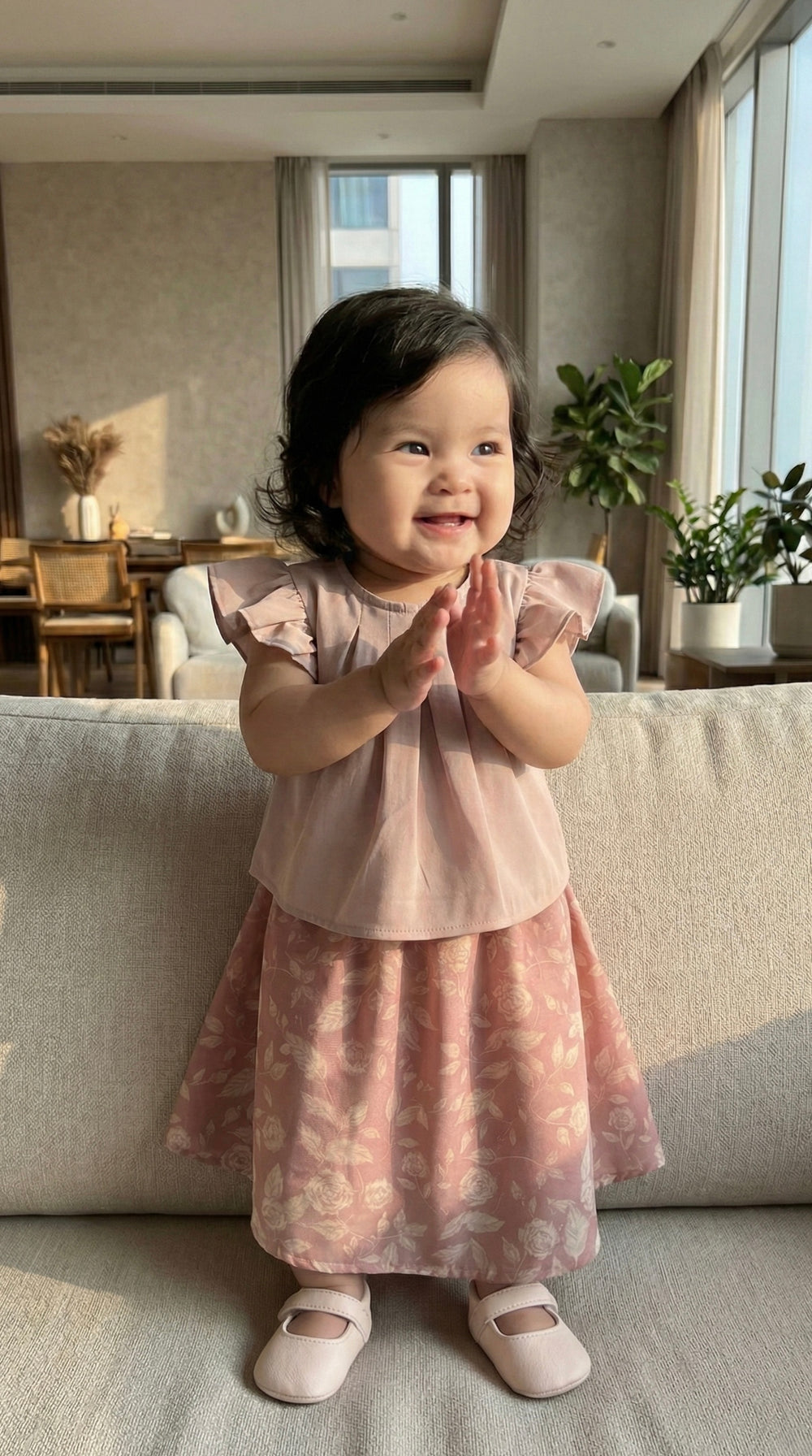 KUNTUM Baby’s Mini Kurung Set in Antique Blush