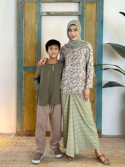 CEMARA Short Kebaya Set in Olive Floral