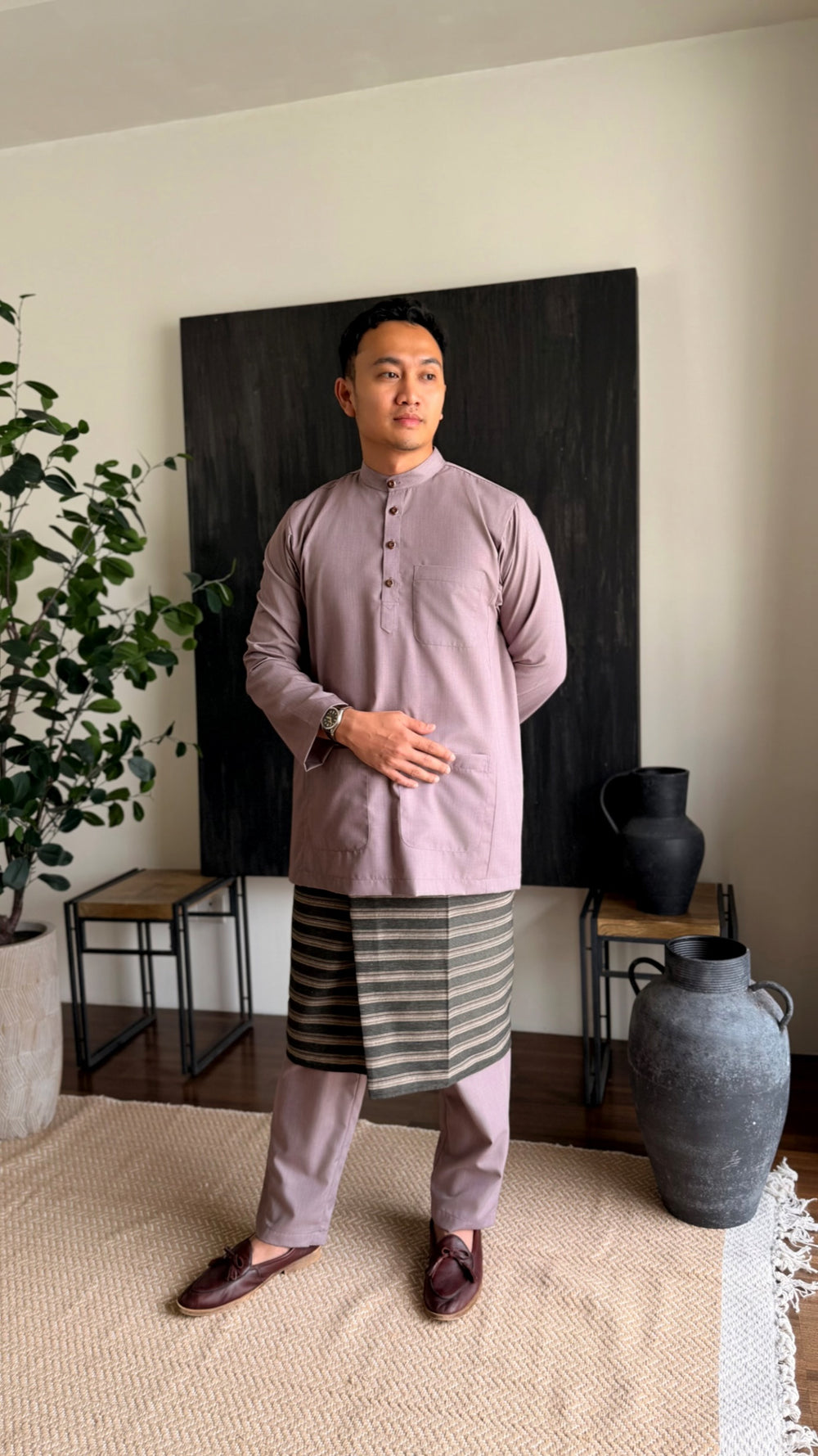 ARJUNA Baju Melayu Cekak Musang in Desert Blush