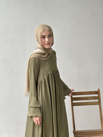 SERENA Flounce Maxi Dress in Mudgreen