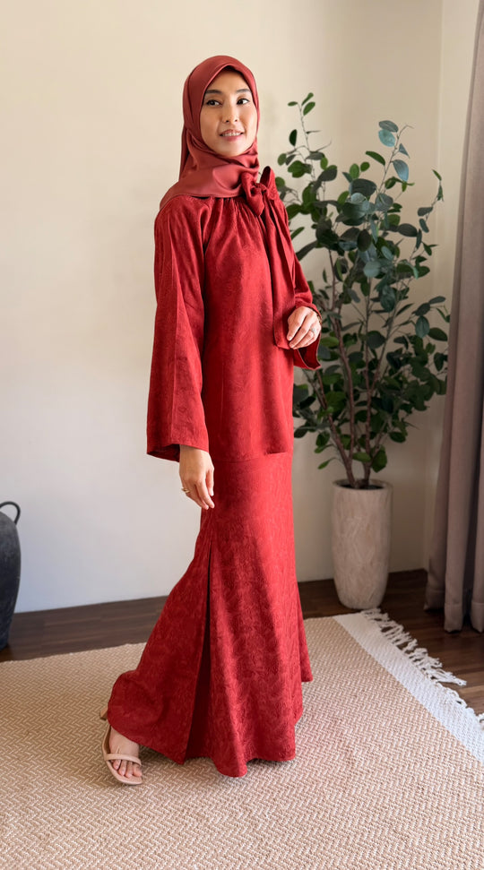 JAMILA Bow-tie Blouse & Skirt Set in Saffron