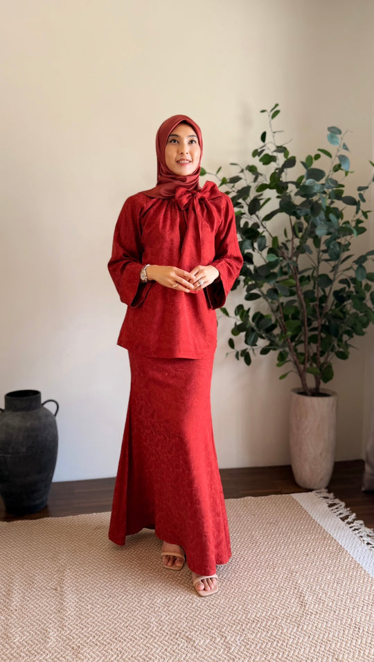 JAMILA Bow-tie Blouse & Skirt Set in Saffron