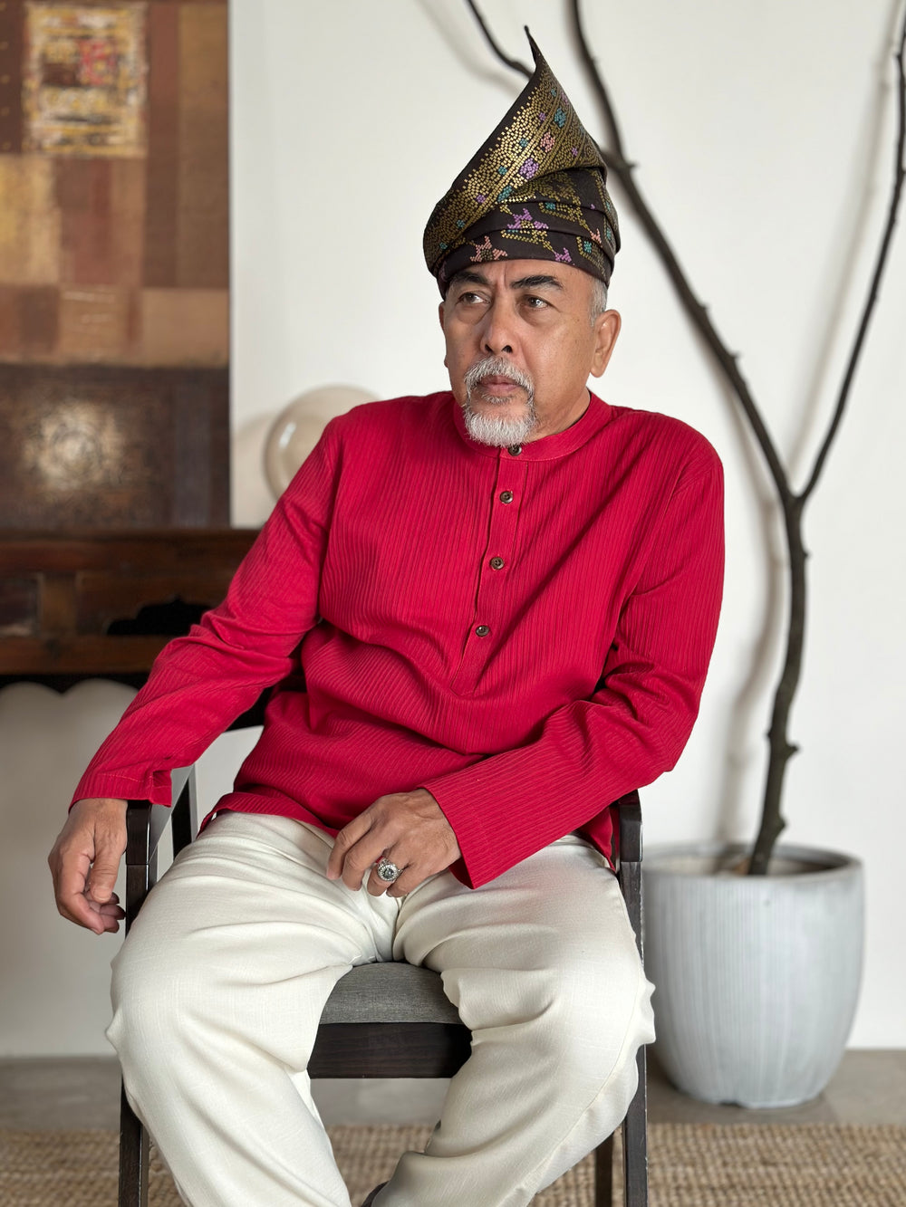 AHMAD Kurta in Carmine Red