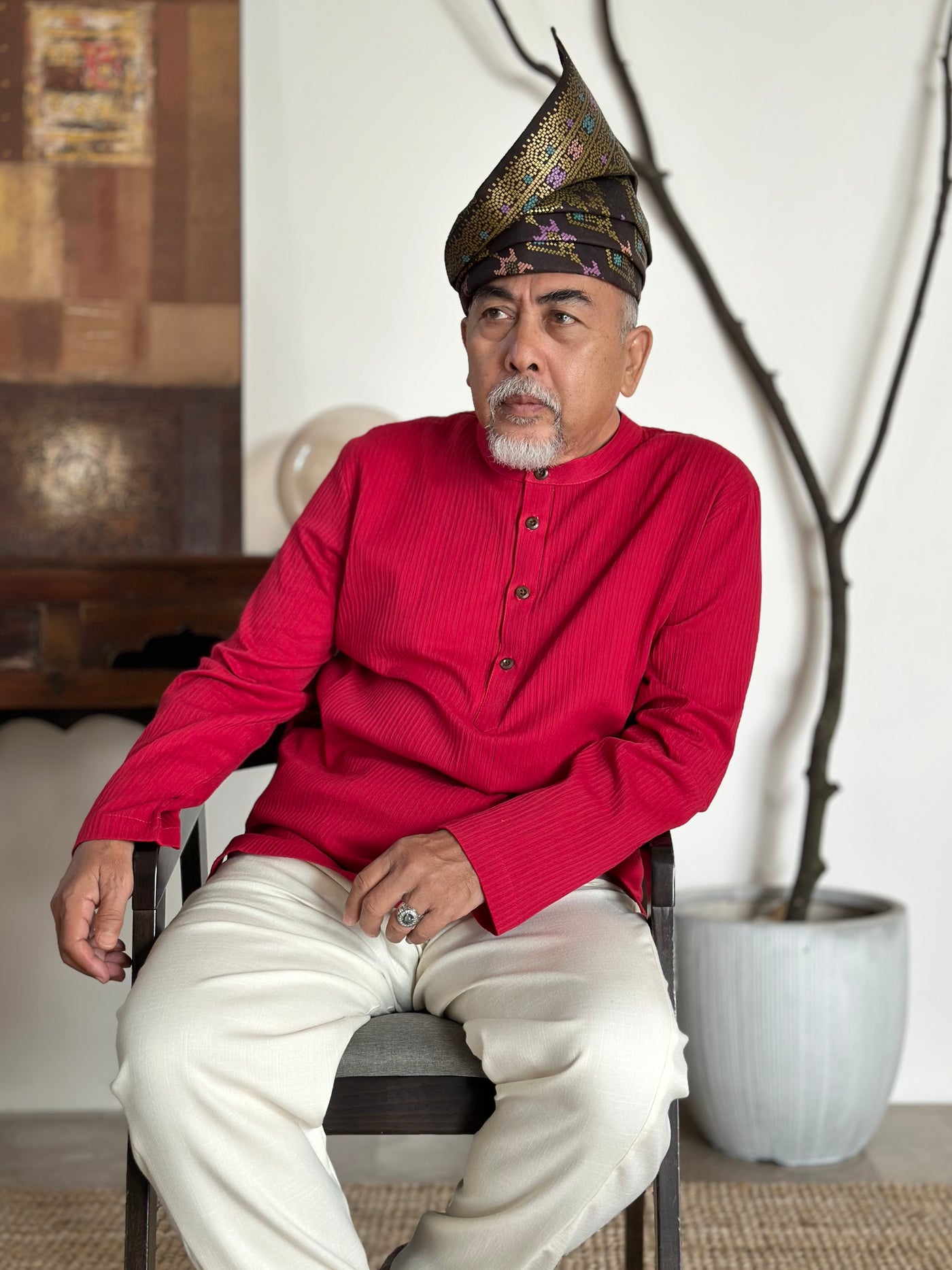 AHMAD Kurta in Carmine Red