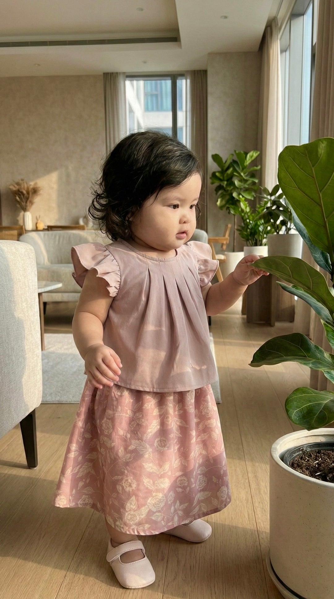 KUNTUM Baby’s Mini Kurung Set in Antique Blush
