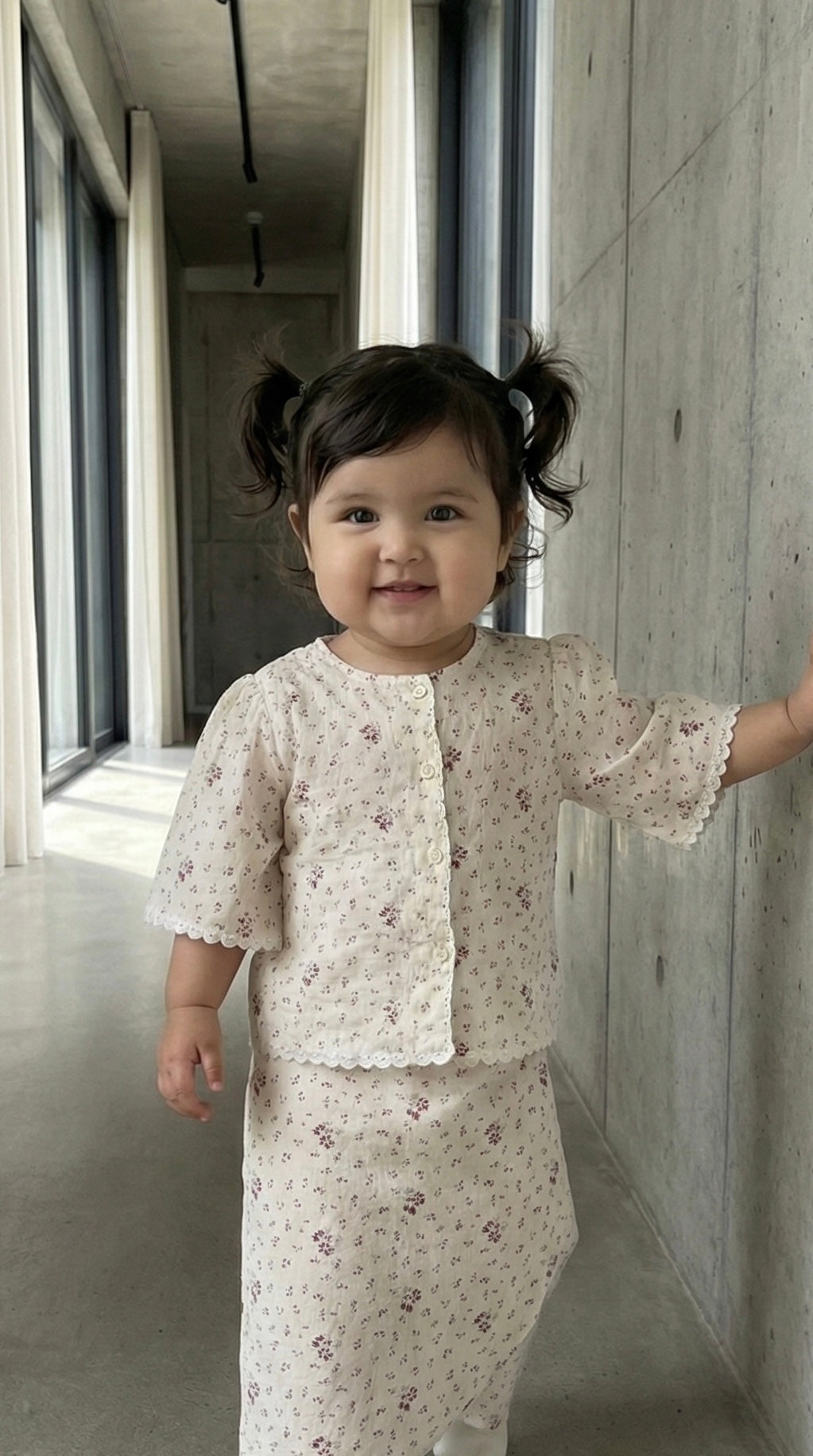 MELUR Baby’s Kebaya Set in Merlot Ditsy