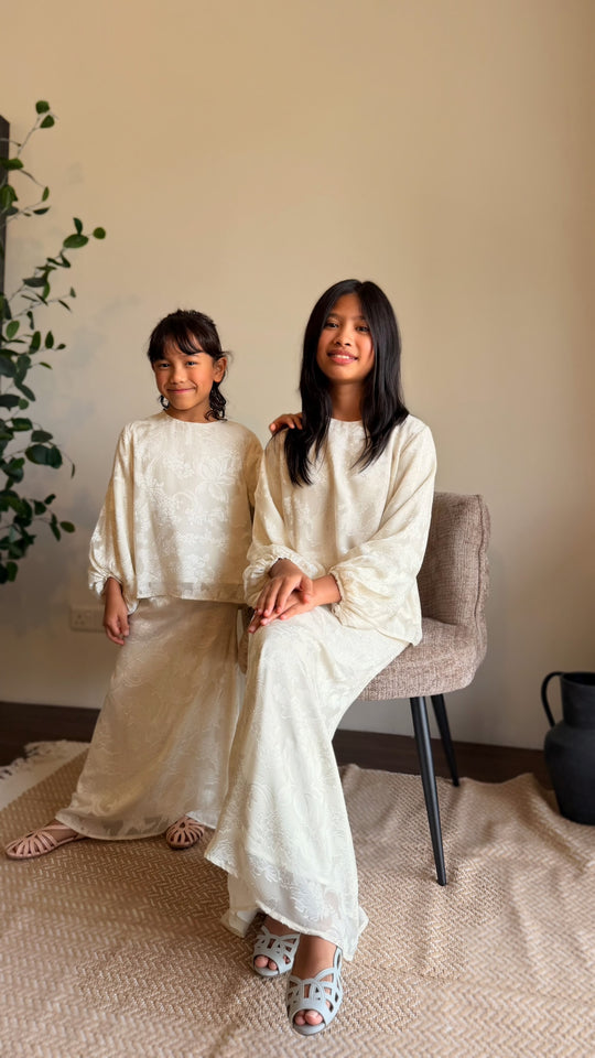 HANA Modern Kurung Set in Silky Ivory