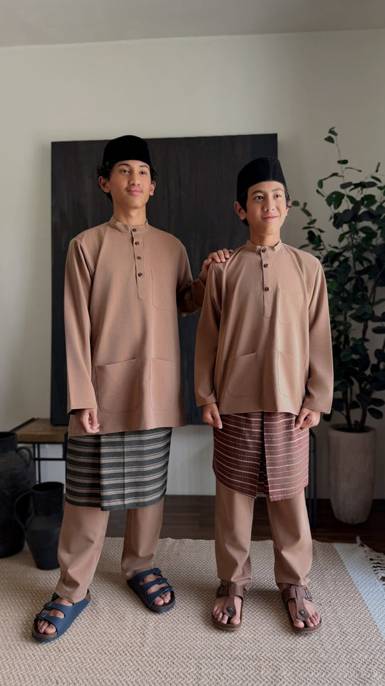 ANDIKA Baju Melayu Cekak Musang Set in Clay Brown