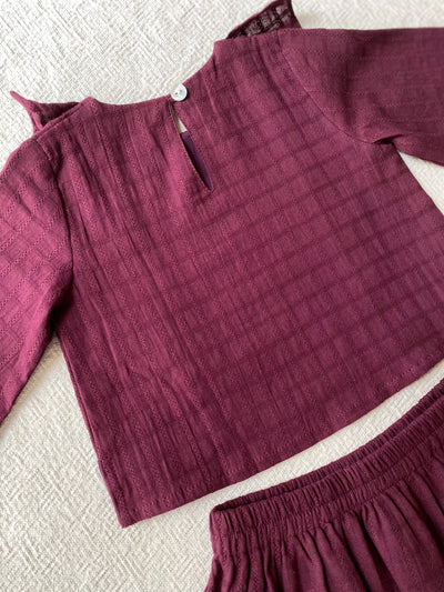 RIANG Baby’s Frill Blouse & Skirt Set in Tyrian
