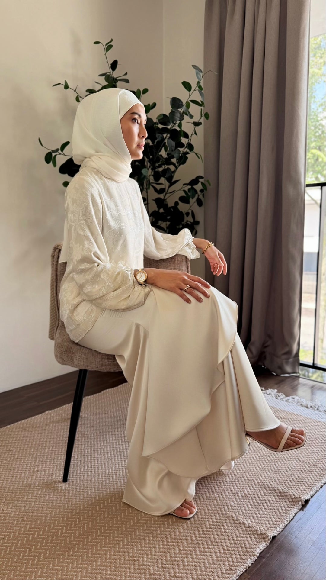 MAYA Modern Kurung Set in Silky Ivory