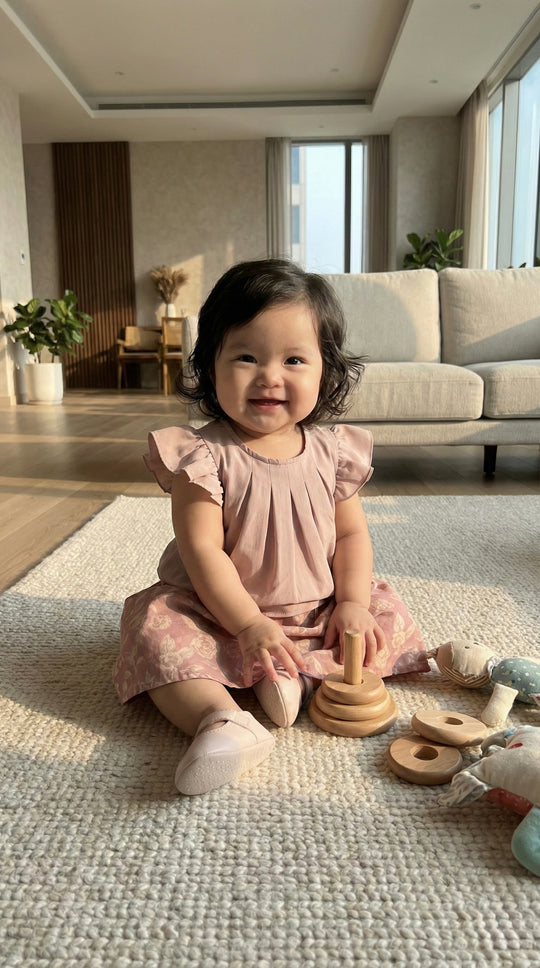 KUNTUM Baby’s Mini Kurung Set in Antique Blush