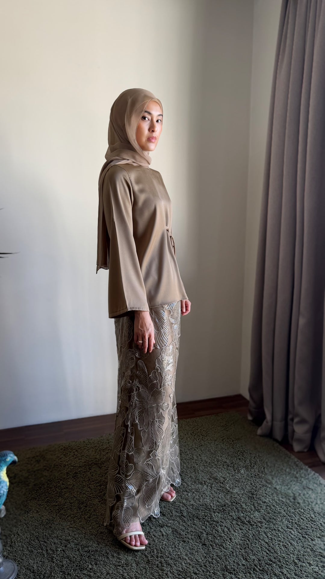 MONA Blouse & Skirt Set in Gilded Taupe
