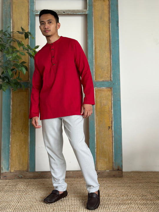 AHMAD Kurta in Carmine Red