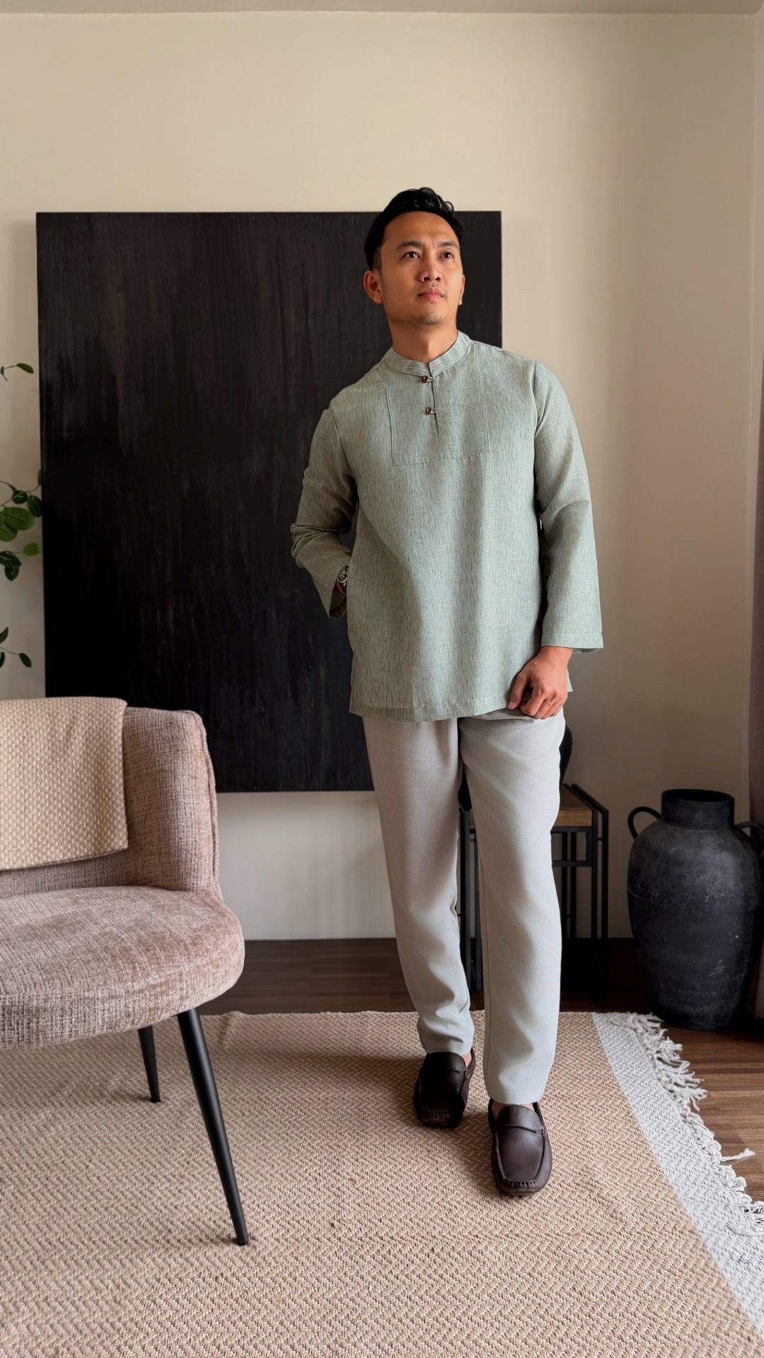 ZAHIR Kurta in Herbal Green