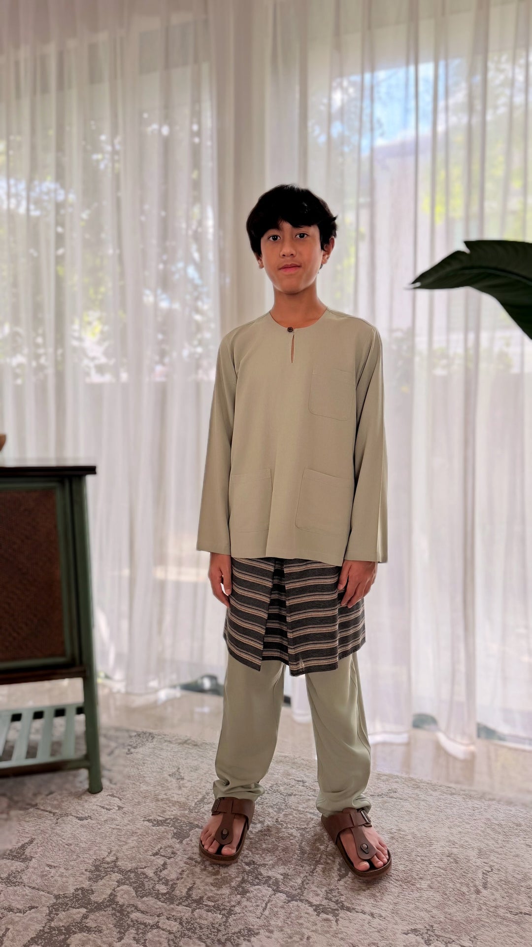 JEBAT Baju Melayu Teluk Belanga in Sage