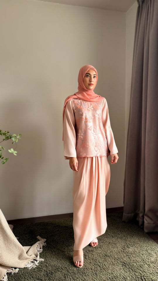KEMBOJA Modern Kurung Set in Blush Peach