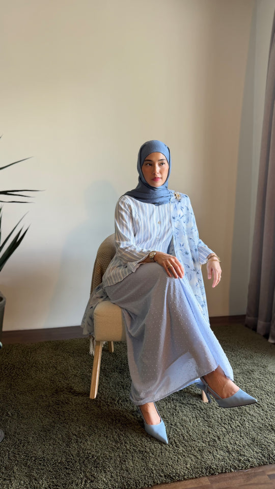 CEMARA Short Kebaya Set in Cornflower Blue