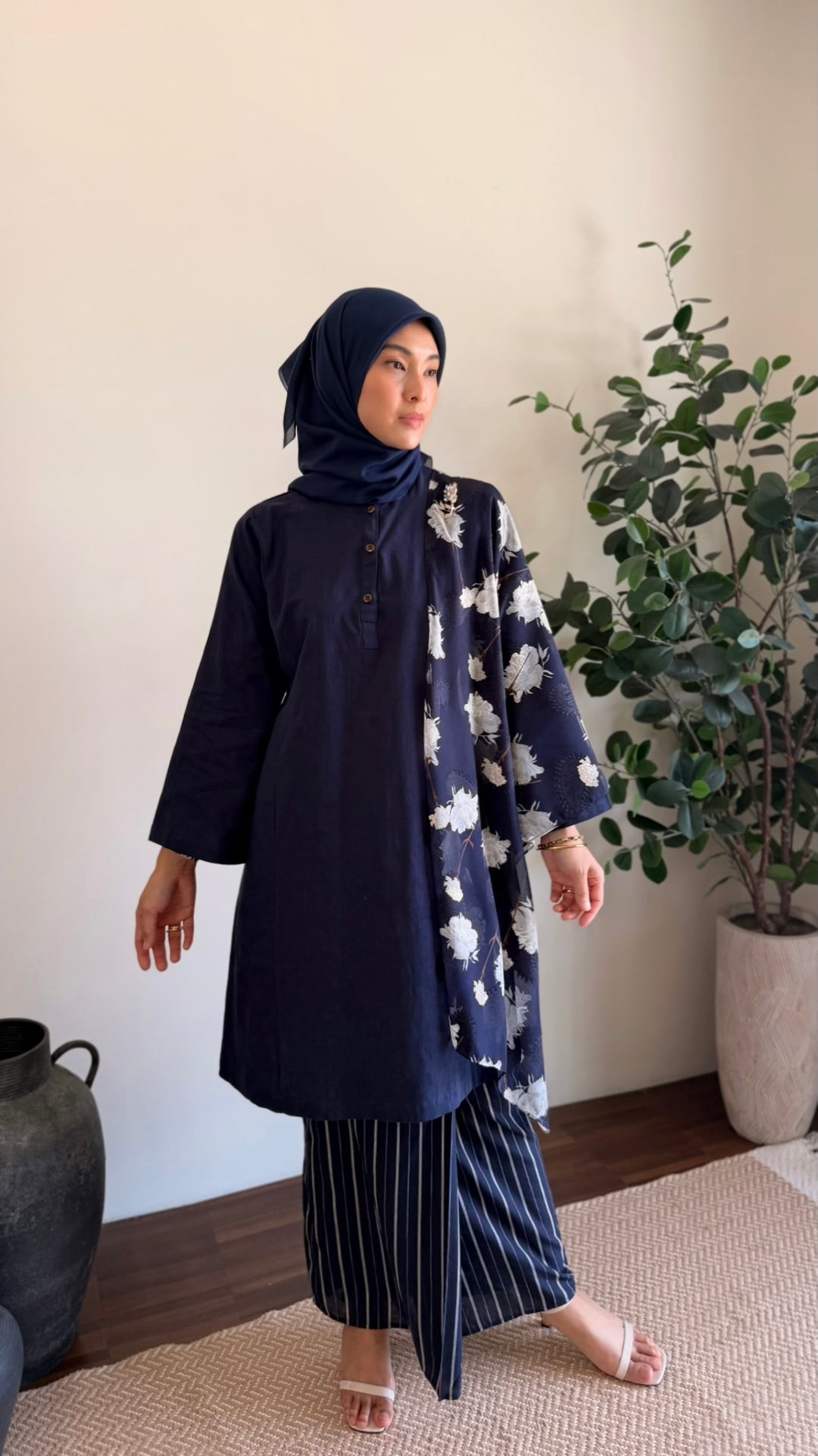 DAYANG Riau Kurung Set in Navy Blue