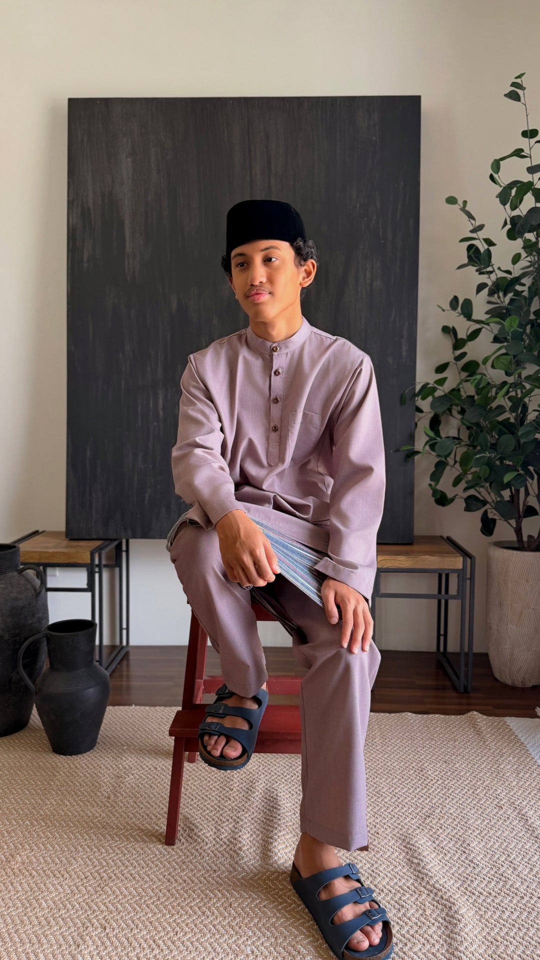 ARJUNA Baju Melayu Cekak Musang in Desert Blush