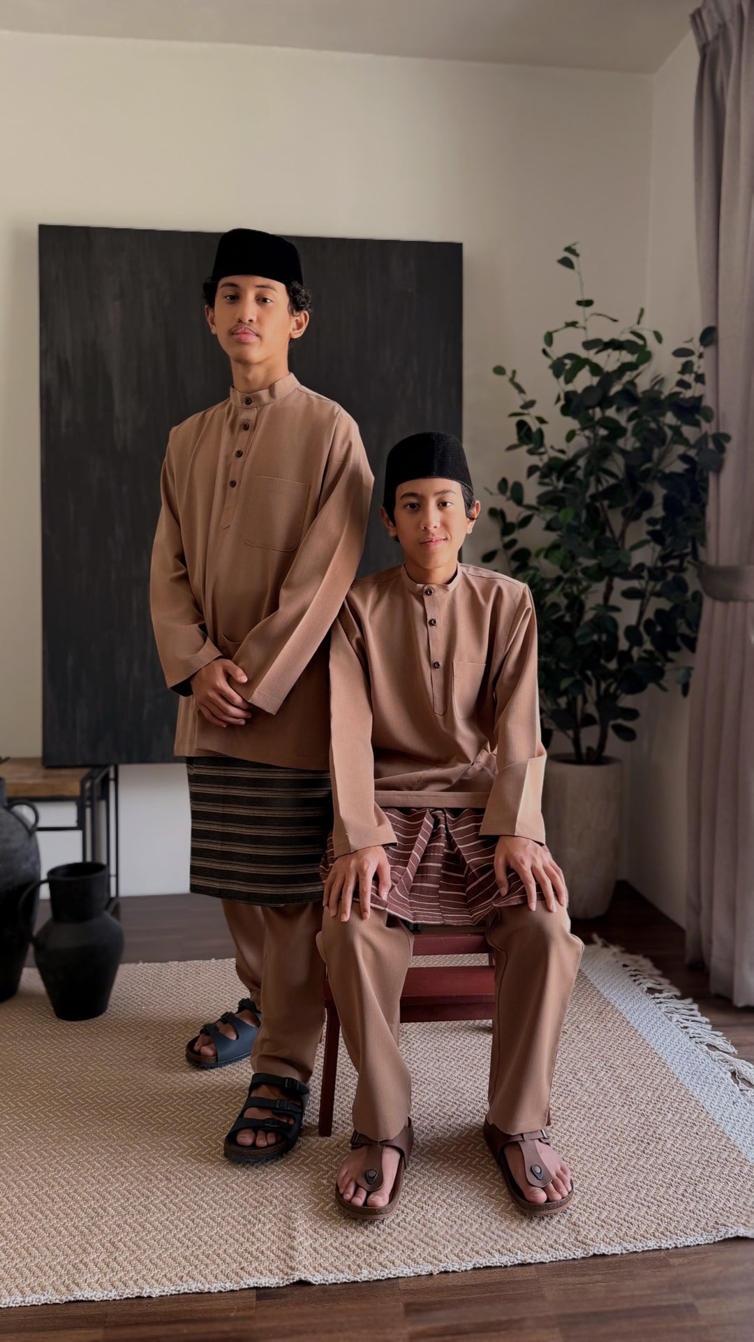 ANDIKA Baju Melayu Cekak Musang Set in Clay Brown