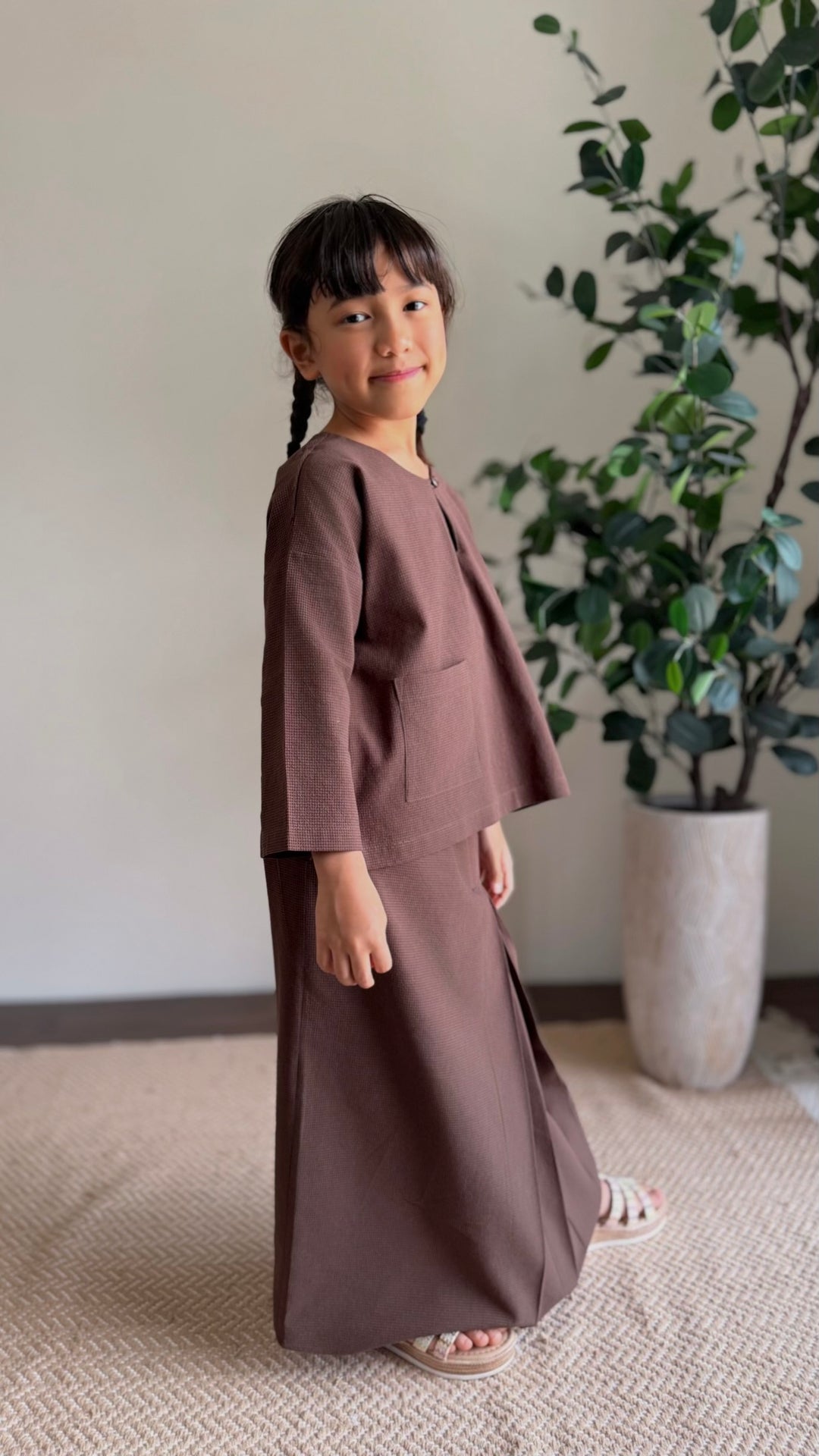 KESUMA Kurung Kedah Set in Chocolate Gingham