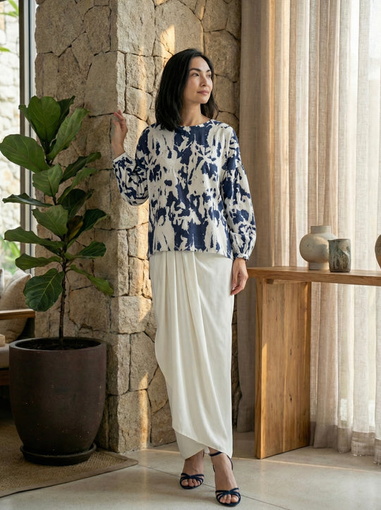 LANTANA Short Kurung Set in Vanilla Azure