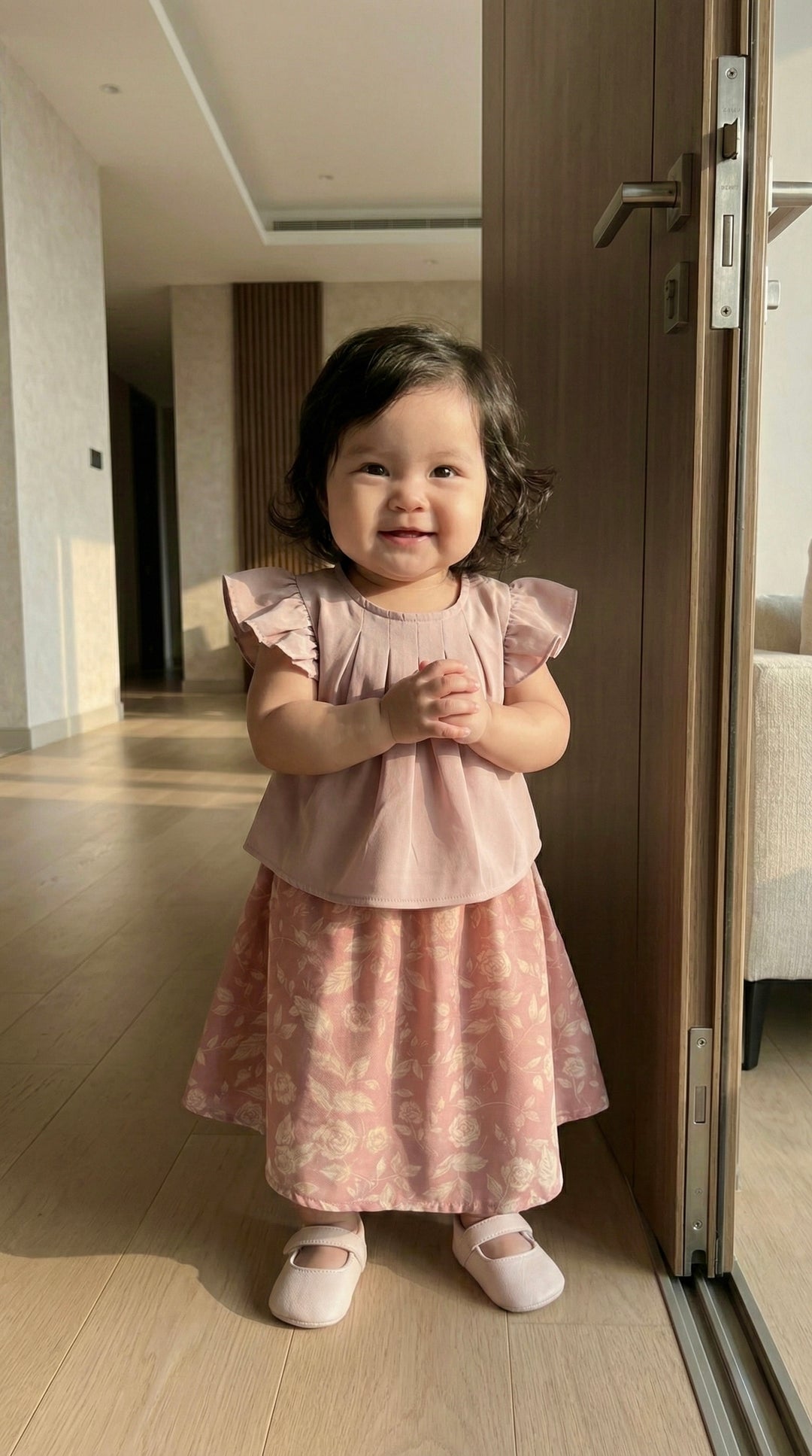 KUNTUM Baby’s Mini Kurung Set in Antique Blush