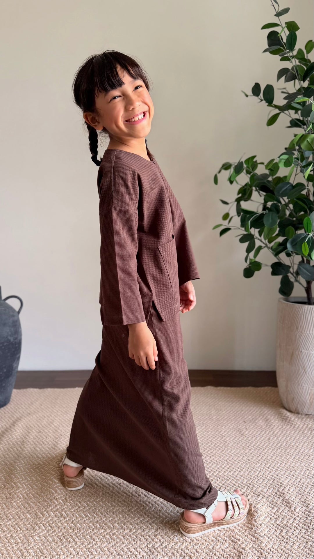 KESUMA Kurung Kedah Set in Chocolate Gingham