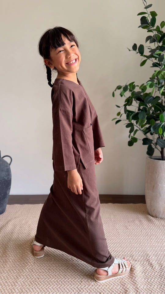 KESUMA Kurung Kedah Set in Chocolate Gingham