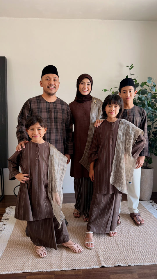 DAYANG Riau Kurung Set in Brown Gingham