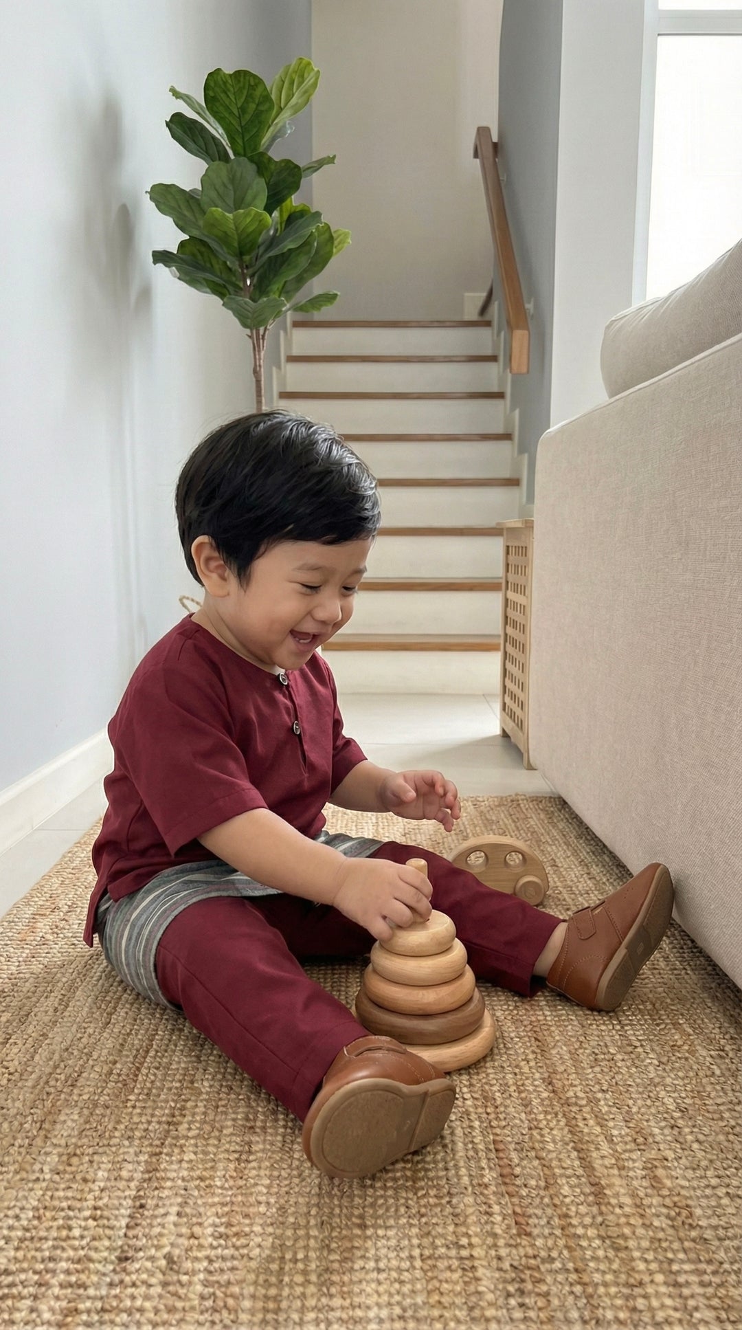 QAID Baby’s Teluk Belanga Baju Melayu Set in Maroon