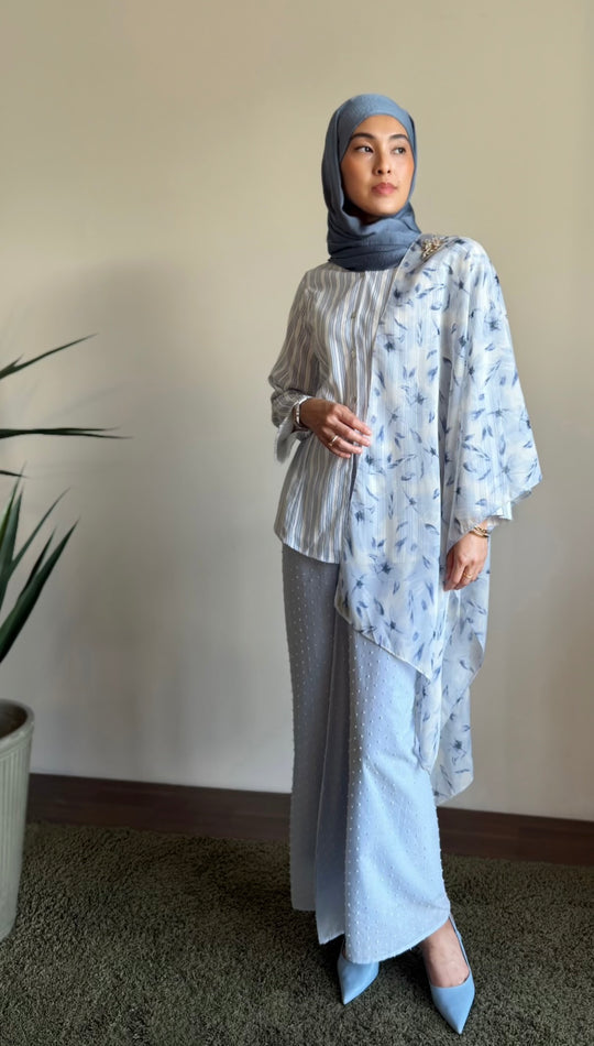 CEMARA Short Kebaya Set in Cornflower Blue